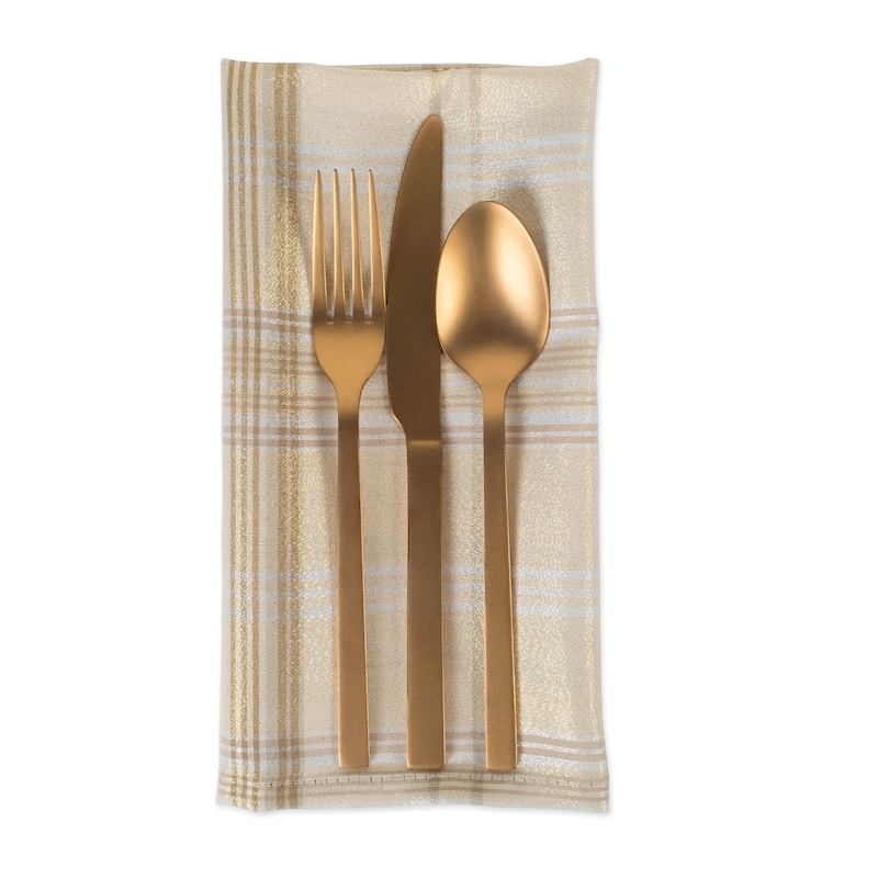 DII Cream Metallic Plaid Napkin (Set of 6)