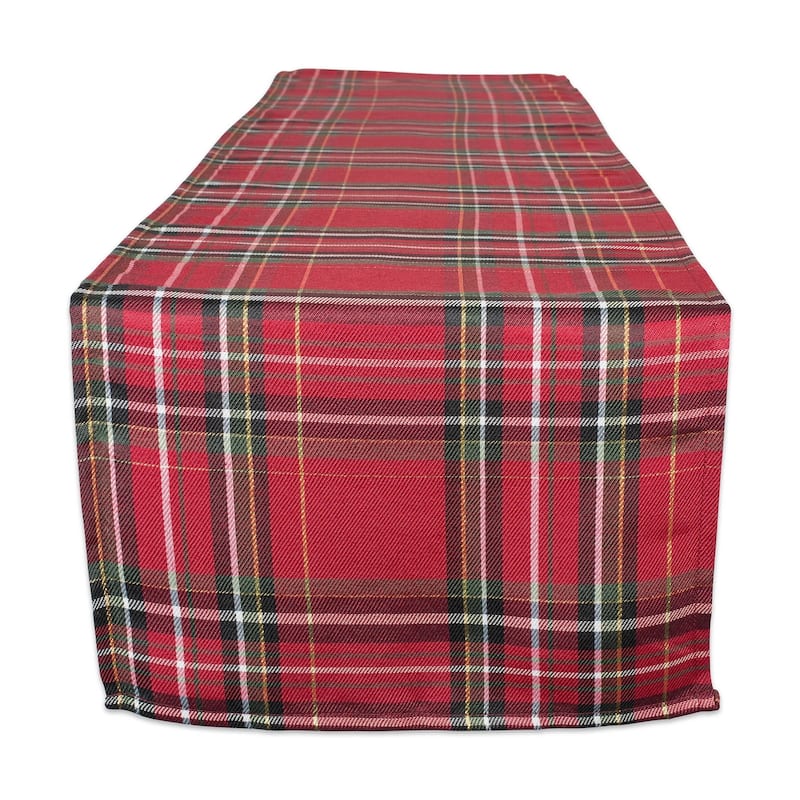 DII Holiday Plaid Tablecloth - 14x72" - Holiday Metallic Plaid - Runner