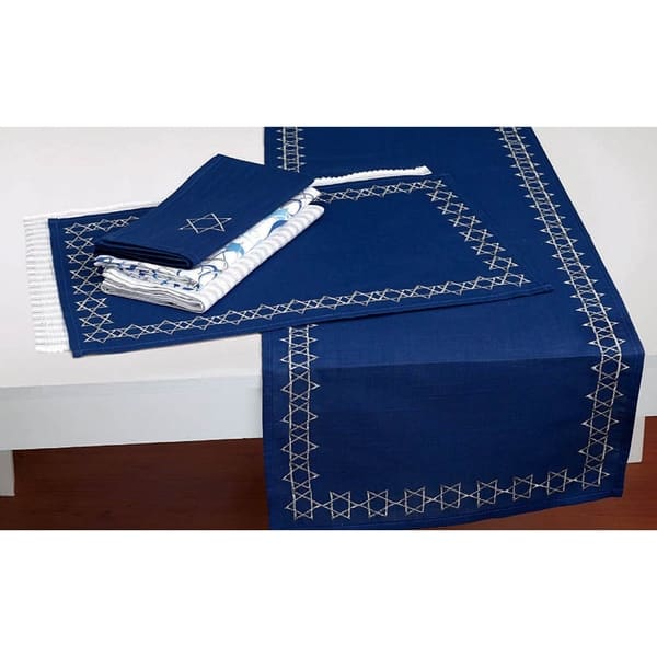 Dii Embroidered Star David Table Runner On Sale Overstock 28529617