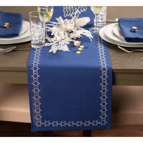 Dii Embroidered Star David Table Runner On Sale Overstock 28529617