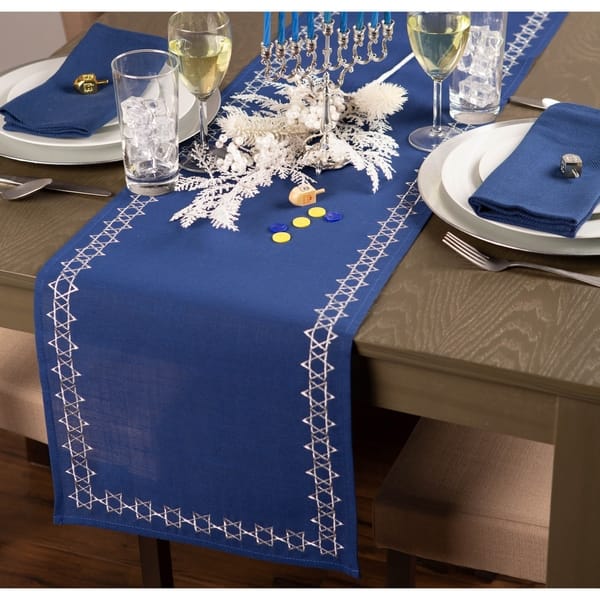 Dii Embroidered Star David Table Runner On Sale Overstock 28529617