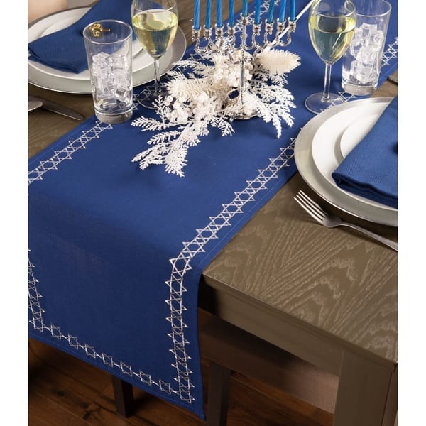 Dii Embroidered Star David Table Runner On Sale Overstock 28529617
