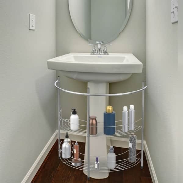 Lavish Home Pedestal Sink Organizer Rack Silver