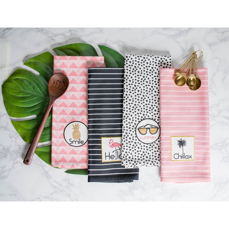 DII Summer Celebration Embellished Dishtowel (Set of 4)