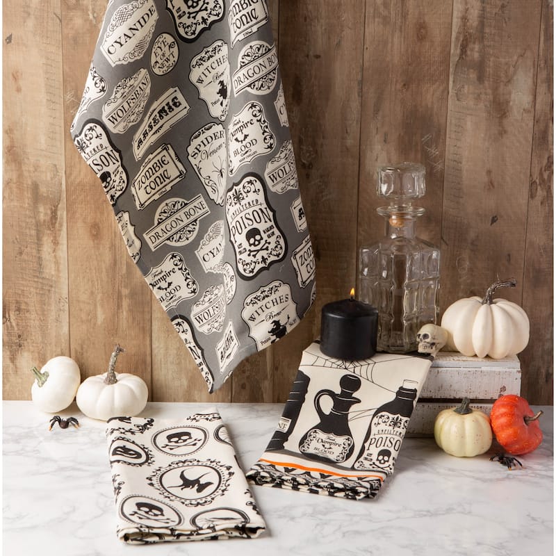 DII Assorted Halloween Embellished Dishtowel (Set of 3)