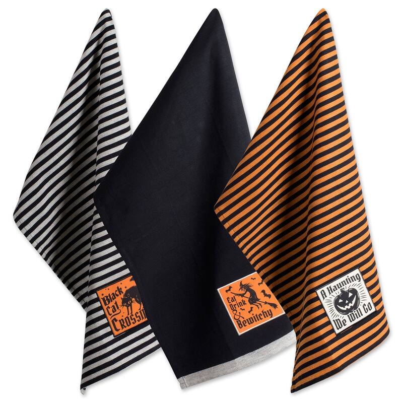 DII Assorted Halloween Embellished Dishtowel (Set of 3)