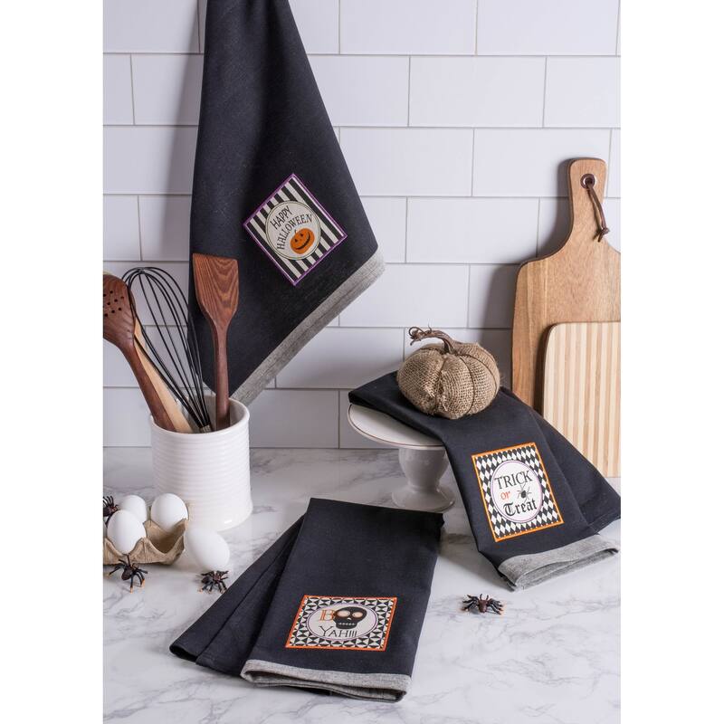 DII Assorted Halloween Embellished Dishtowel (Set of 3)