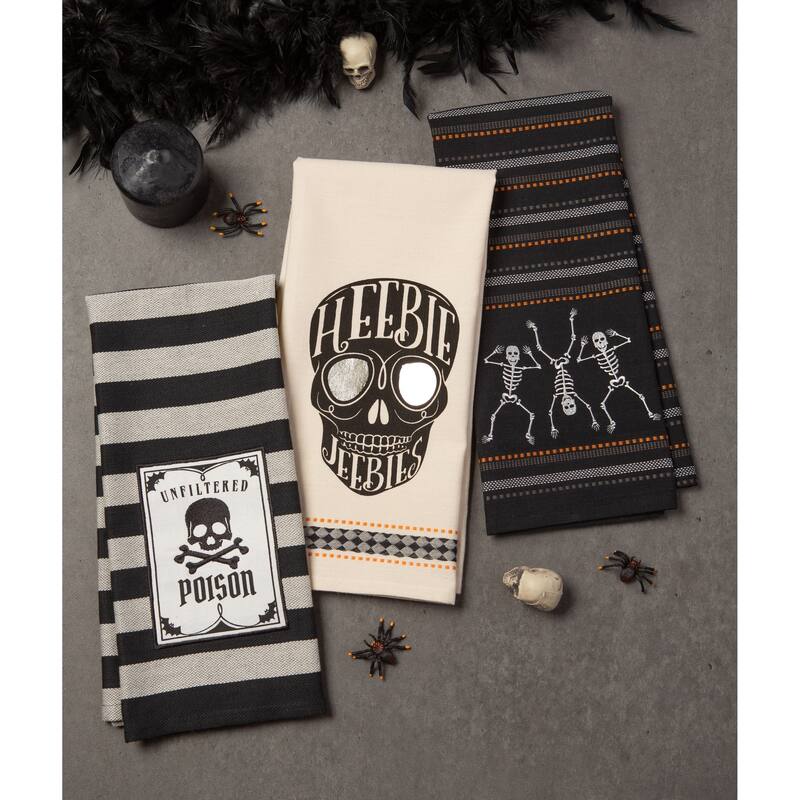 DII Assorted Halloween Embellished Dishtowel (Set of 3)