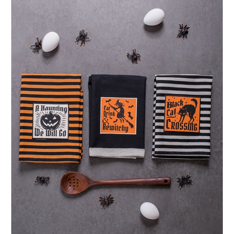 DII Assorted Halloween Embellished Dishtowel (Set of 3)
