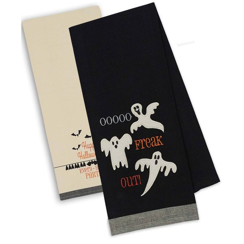 DII Assorted Halloween Embellished Dishtowel (Set of 3) - Set of 2 - EveryBatty Party