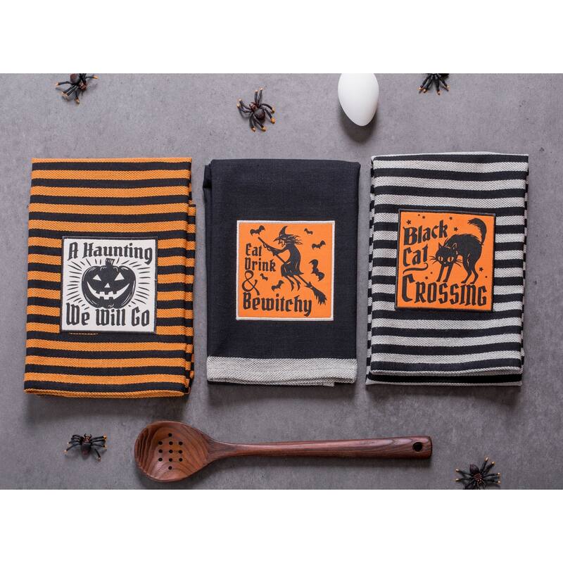 DII Assorted Halloween Embellished Dishtowel (Set of 3)