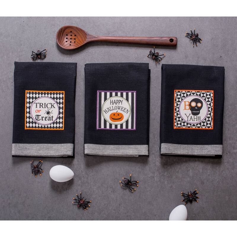 DII Assorted Halloween Embellished Dishtowel (Set of 3)