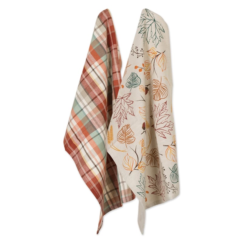 DII Assorted Fall Embroidered Dishtowel (Set of 3) - Autumn Leaves