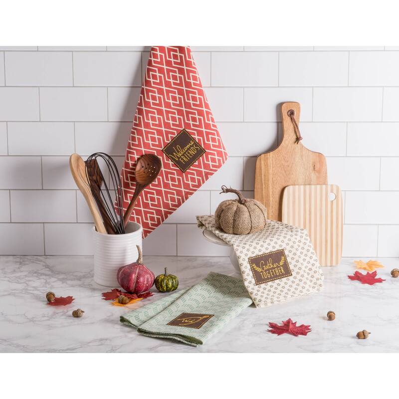 DII Assorted Fall Embroidered Dishtowel (Set of 3)