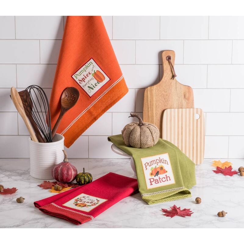 DII Assorted Fall Embroidered Dishtowel (Set of 3)
