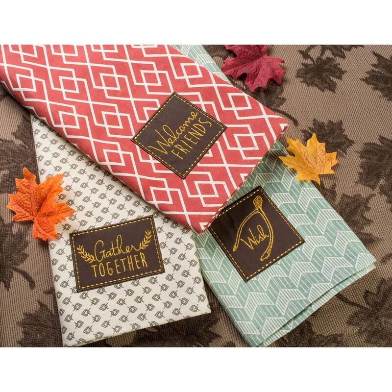 DII Assorted Fall Embroidered Dishtowel (Set of 3)