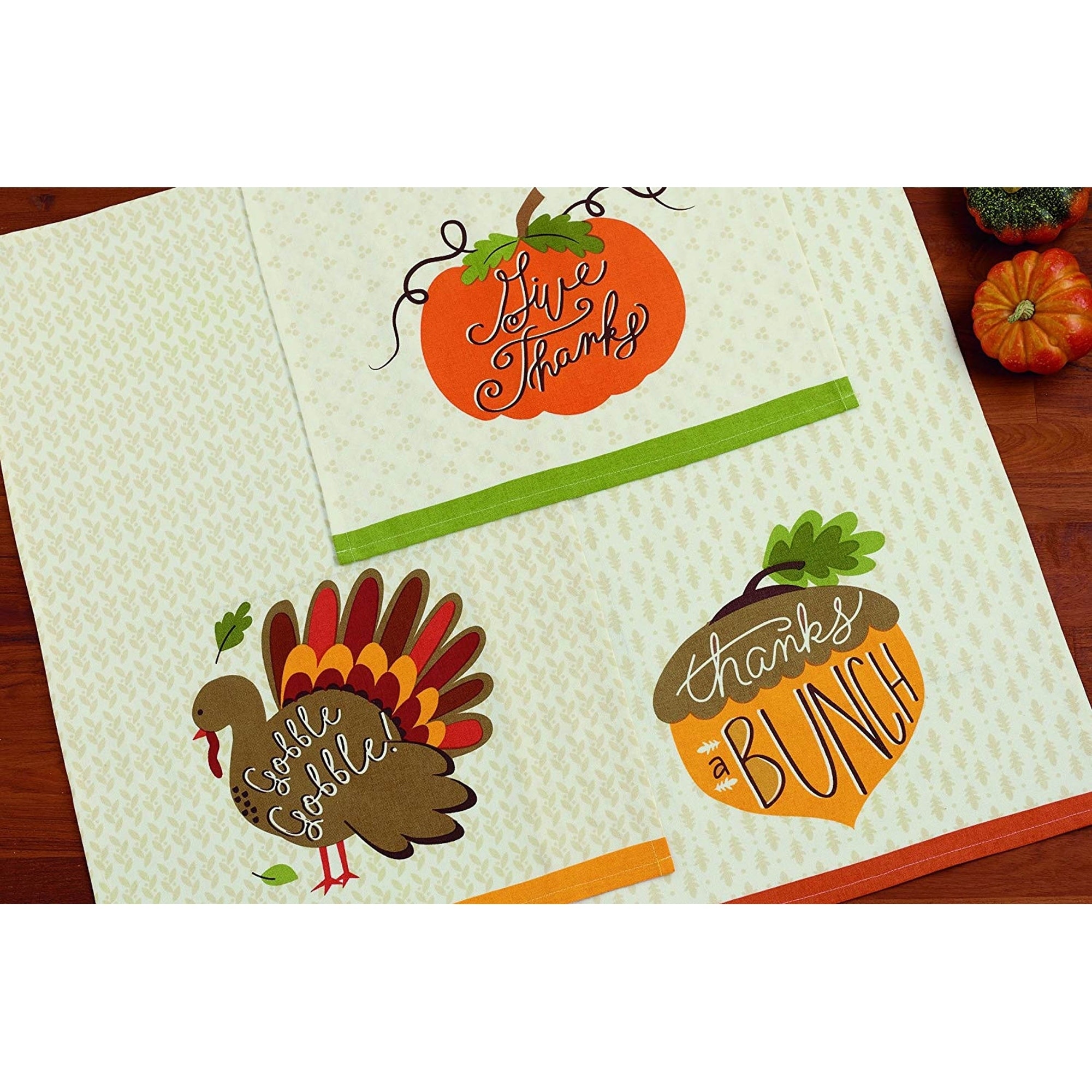 Assorted Fall Turkey Embroidered Dishtowel (Set Of 3)