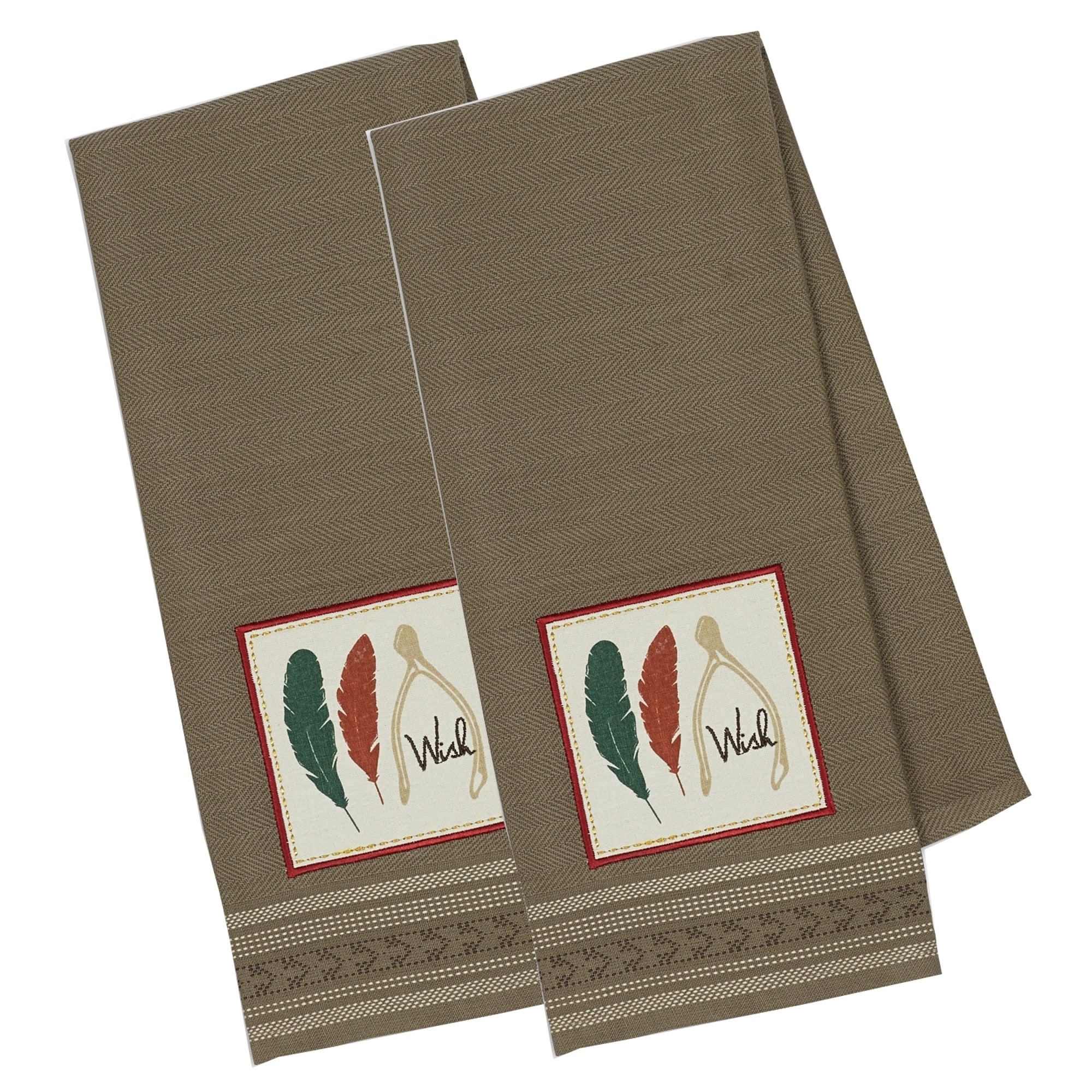 Assorted Fall Turkey Embroidered Dishtowel (Set Of 3)