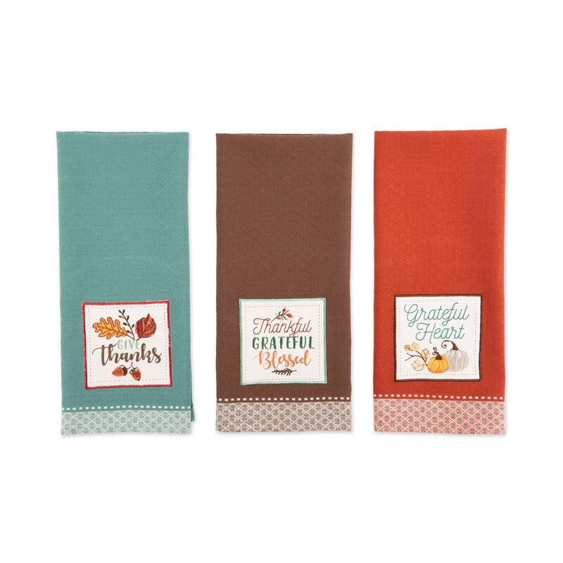 DII Assorted Fall Embroidered Dishtowel (Set of 3)