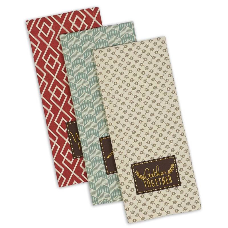 DII Assorted Fall Embroidered Dishtowel (Set of 3)