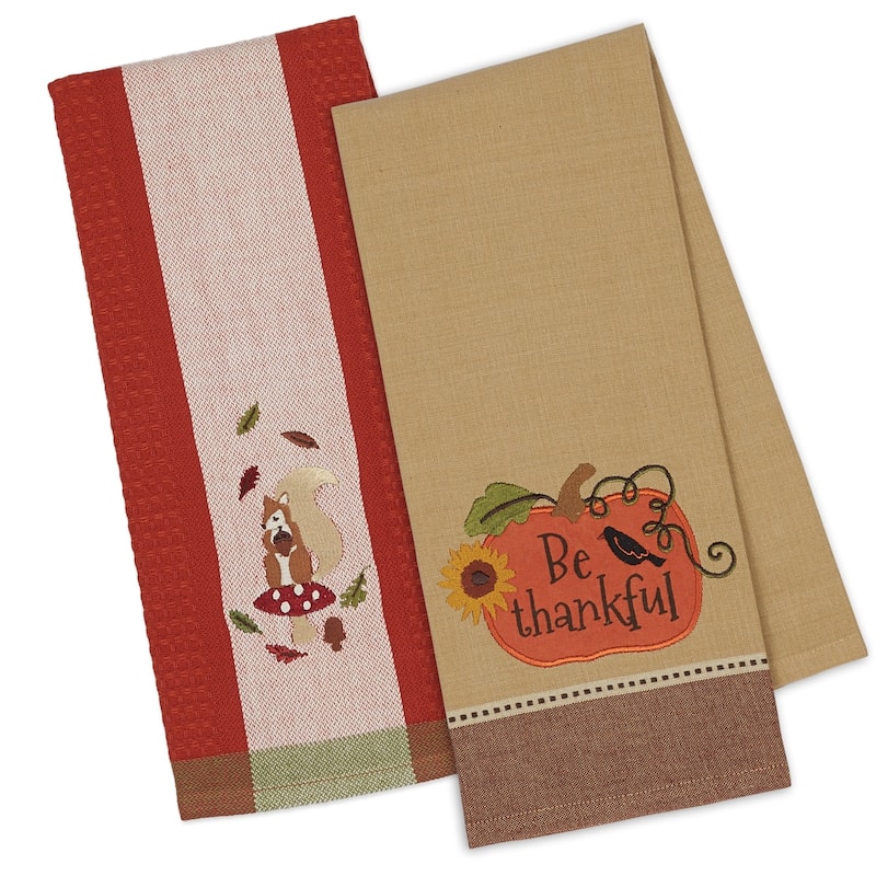 DII Assorted Fall Embroidered Dishtowel (Set of 3)
