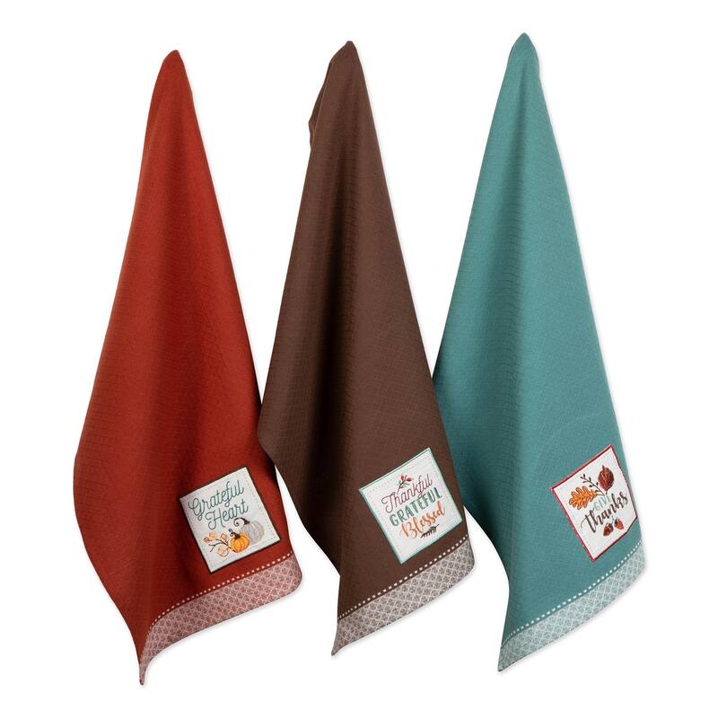 DII Assorted Fall Embroidered Dishtowel (Set of 3)