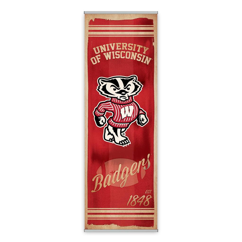 Wisconsin Badgers Watercolor Printed Canvas Banner