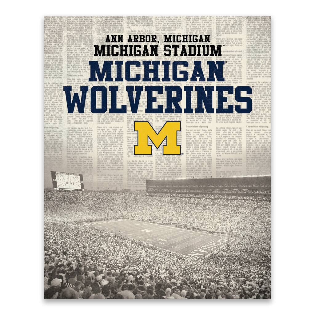 Michigan Wolverines Newspaper Stadium Printed Canvas