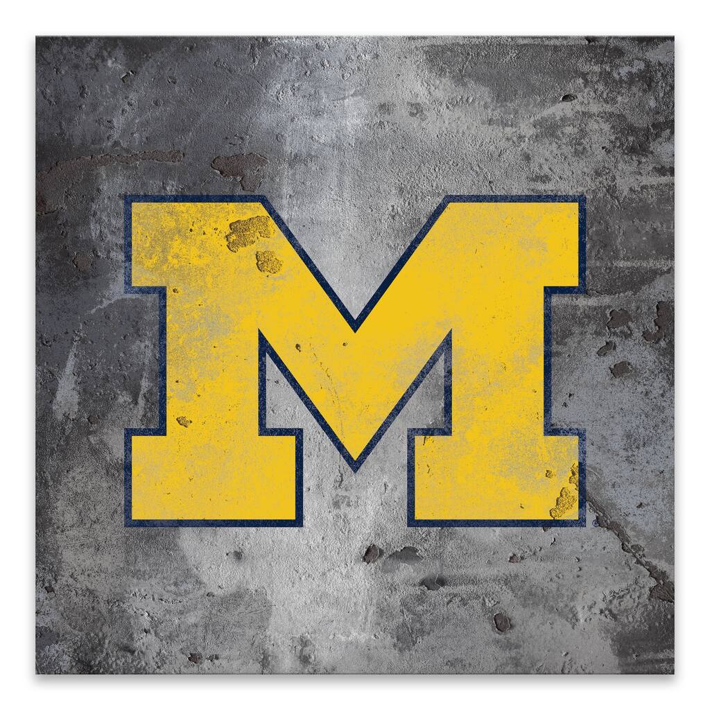Michigan Wolverines Logo Rust Printed Canvas