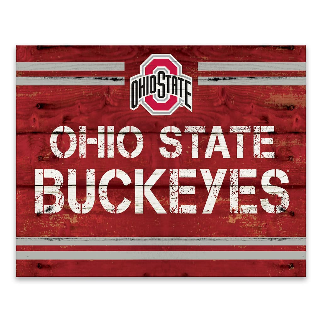 Ohio State Buckeyes Rustic Banner Large Logo Printed Canvas