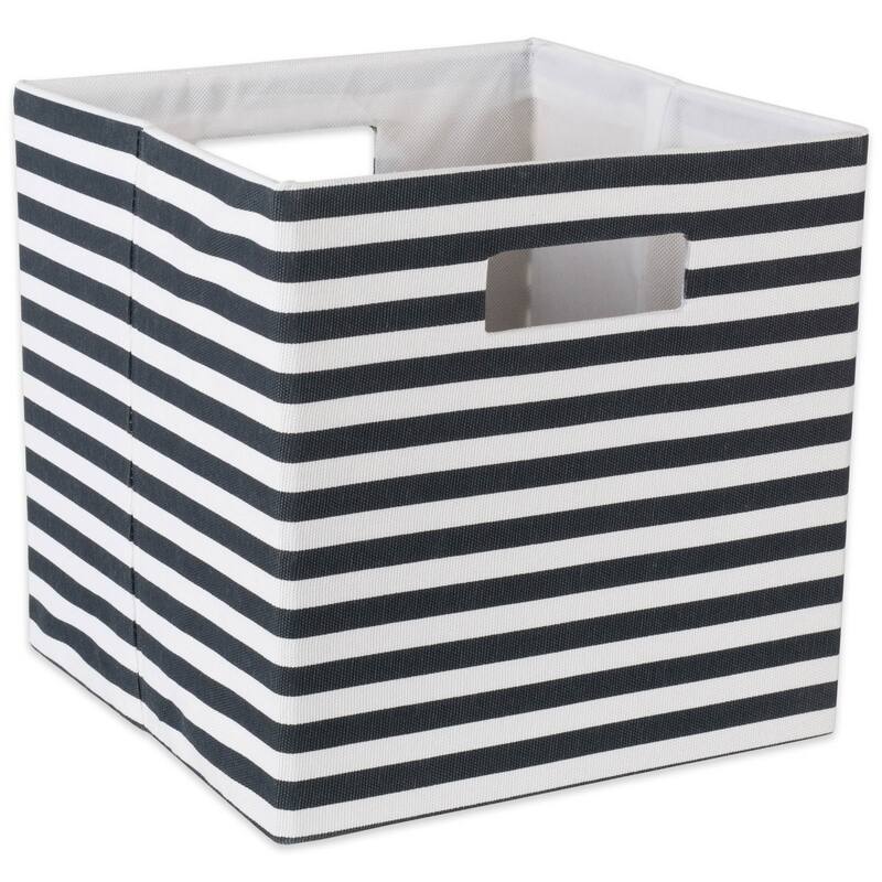 DII Pinstripe Polyester Cube - Black - Large