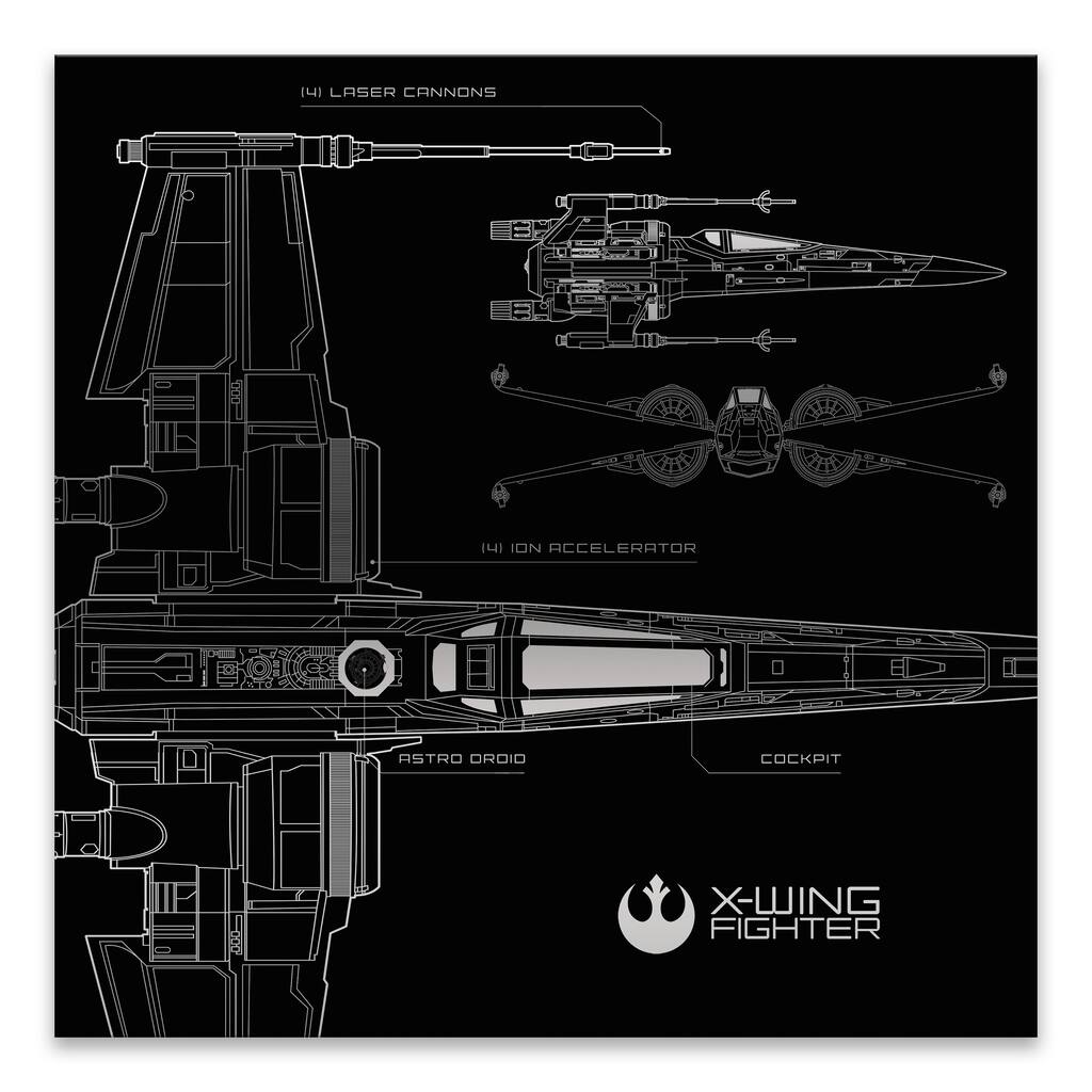 X Wing Fighter Vehicle Silver Metallic Canvas