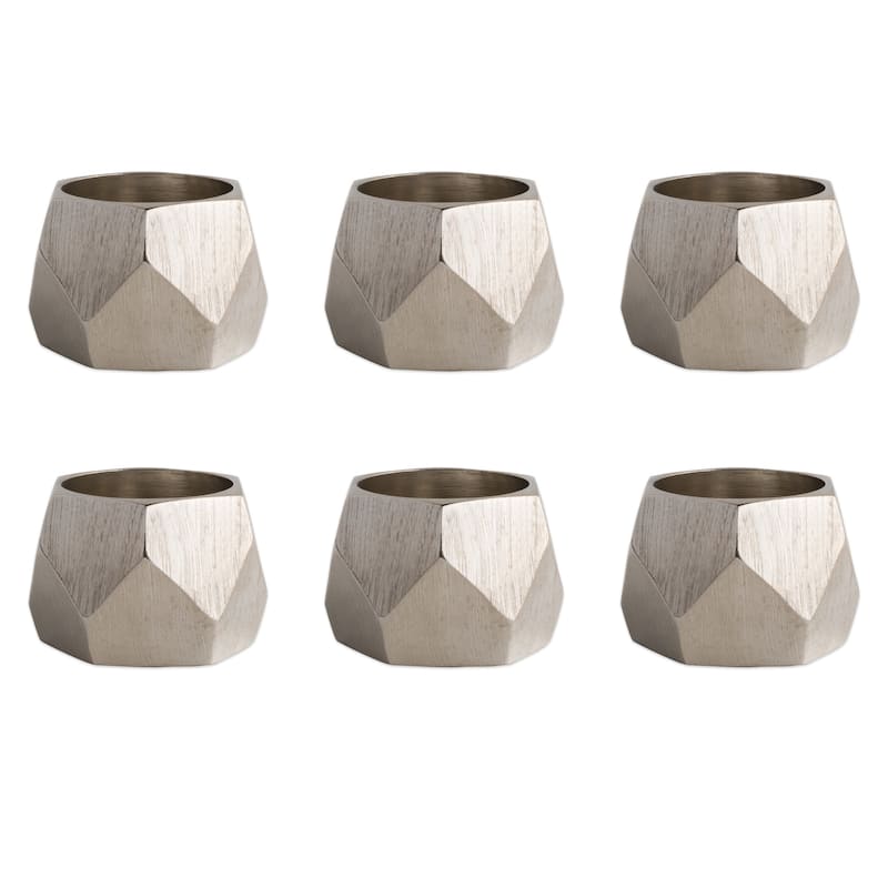 DII Geometric Napkin Ring (Set of 6) - Silver - Triangle Band - Metal