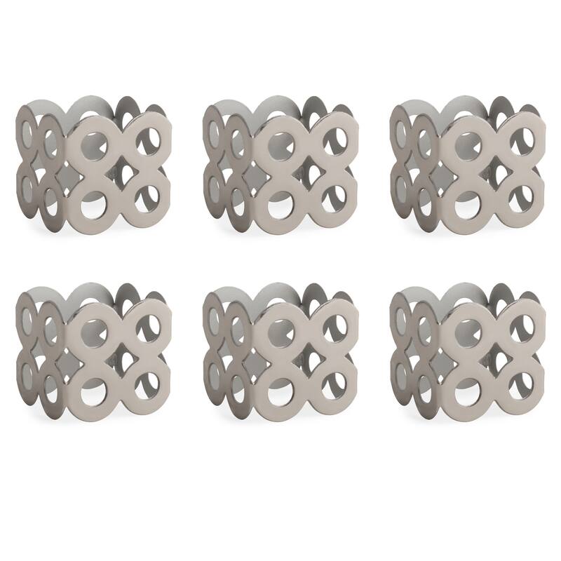 DII Geometric Napkin Ring (Set of 6) - Silver - Die Cut - Metal