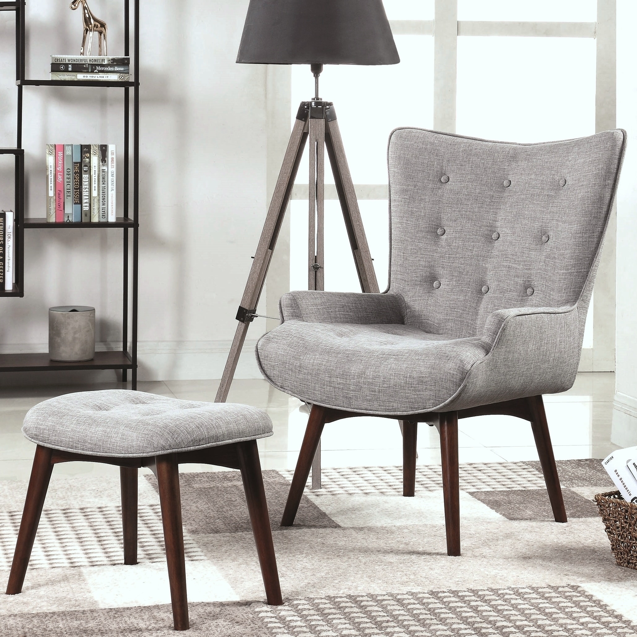 Mid-Century Modern Design Living Room Accent Chair with Matching Ottoman - 3-Chair, 3-Ottoman Mid-Century Modern Design Living Room Accent Chair with Matching Ottoman - 3-Chair, 3-Ottoman
