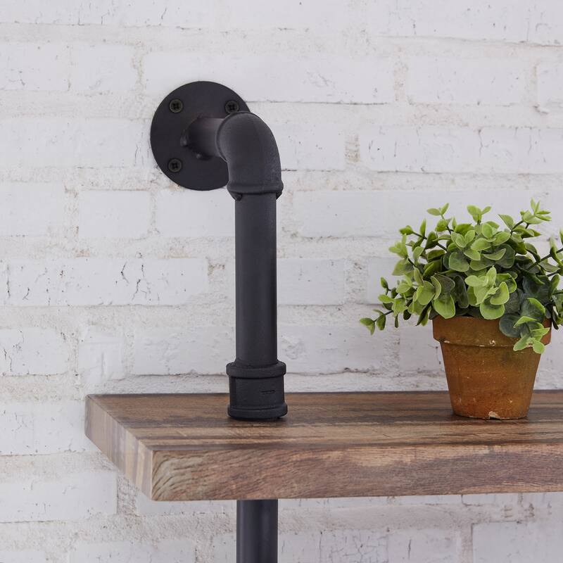 Danya B. Industrial Pipe Wall Ladder Shelving Unit in Distressed Wood