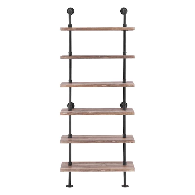 Danya B. Industrial Pipe Wall Ladder Shelving Unit in Distressed Wood