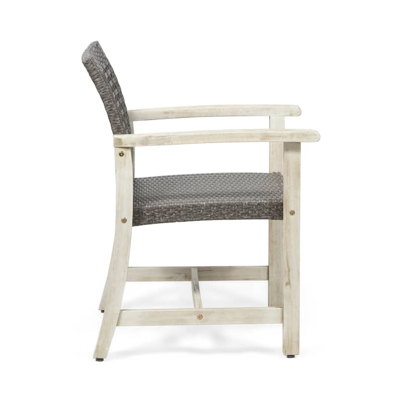 Hampton Outdoor Acacia Wood and Wicker Dining Chair (Set of 2) by Christopher Knight Home
