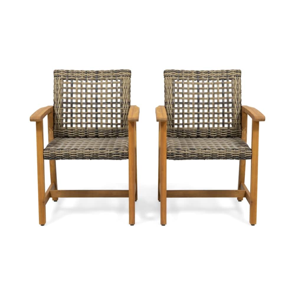 Hampton Outdoor Acacia Wood and Wicker Dining Chair (Set of 2) by Christopher Knight Home