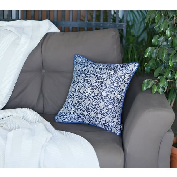 Shop Porch Den Padova Blue Jacquard Decorative Throw Pillow