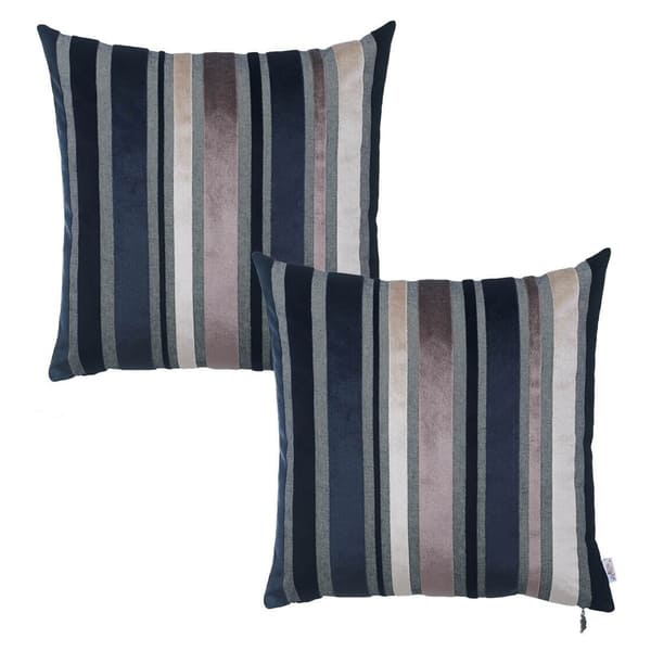 Silver Orchid Shearer Velvet Dark Blue Throw Decorative Pillow - Pillow Covers