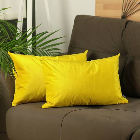Silver Orchid Pickford Velvet Yellow Throw Pillow Cover