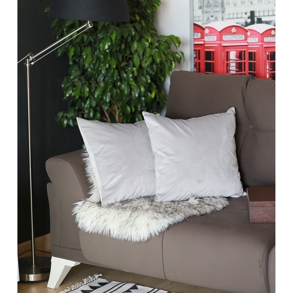 grey velvet throw pillows
