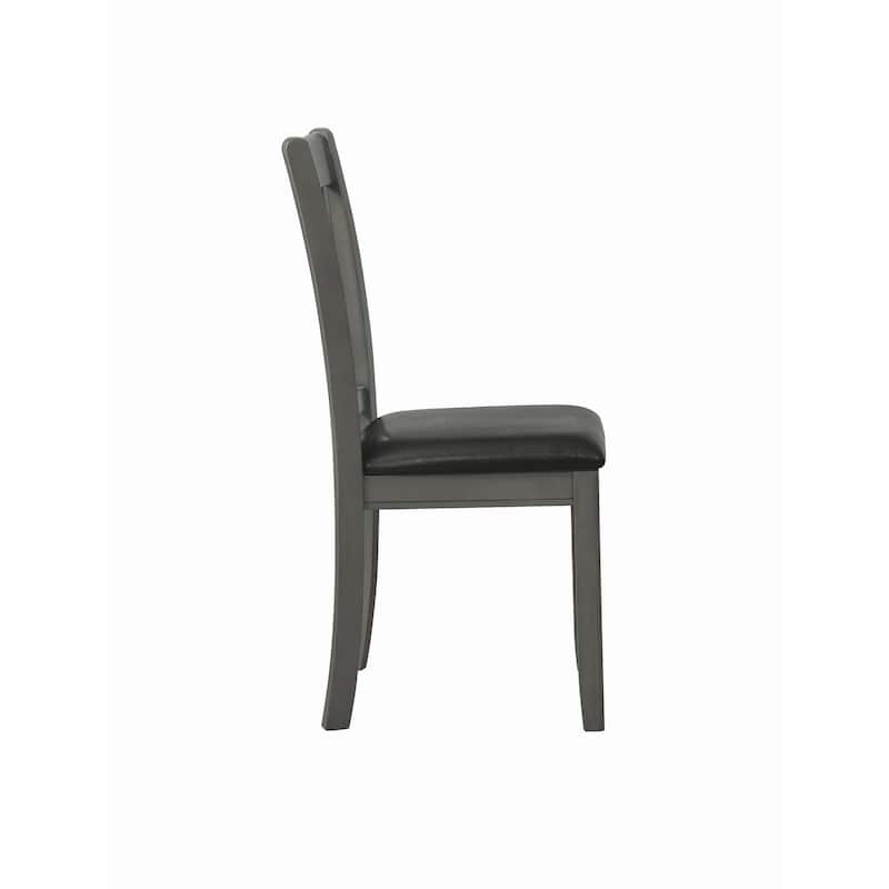 Cutout Back Wooden Dining Chair with Leatherette Seat,Black,Set of Two