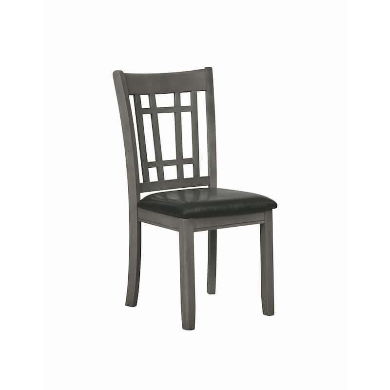 Cutout Back Wooden Dining Chair with Leatherette Seat,Black,Set of Two