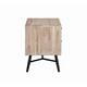 Wooden Nightstand with Two Drawers and Metal Angled Legs, Brown