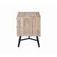 Wooden Nightstand with Two Drawers and Metal Angled Legs, Brown