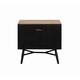 Wooden Nightstand with Two Drawers and Metal Angled Legs, Brown