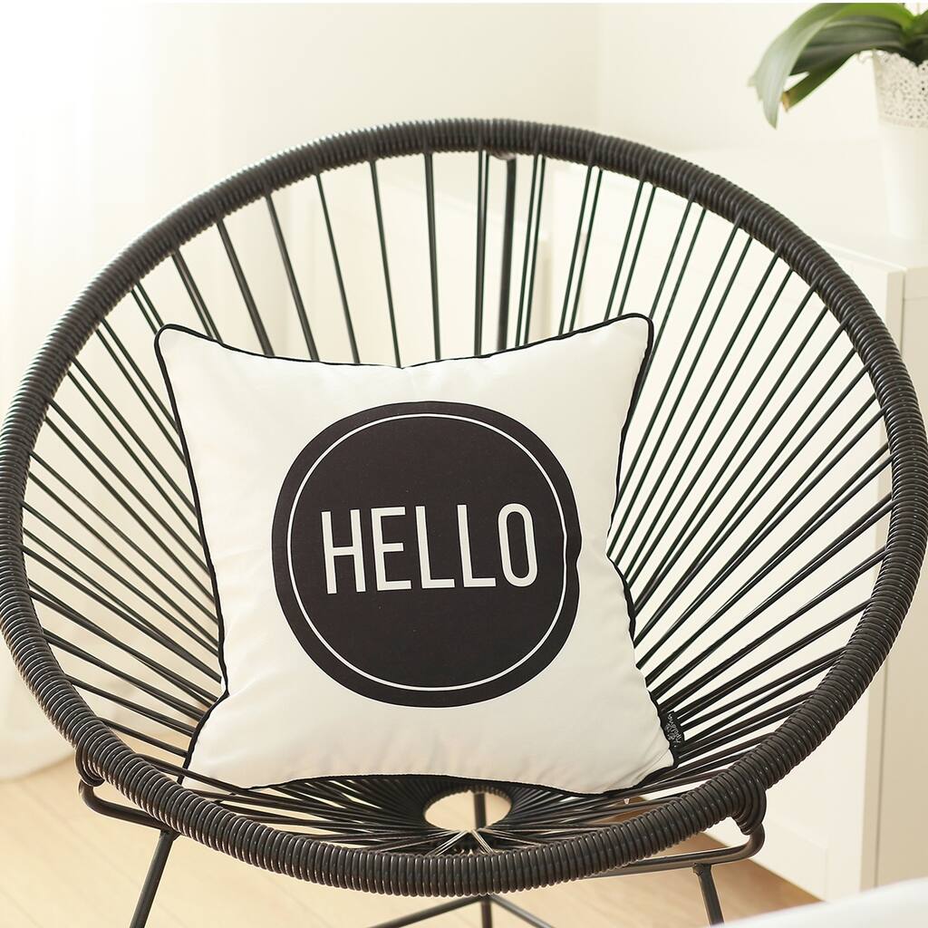 Porch & Den Breezy White Hello Throw Pillow Cover