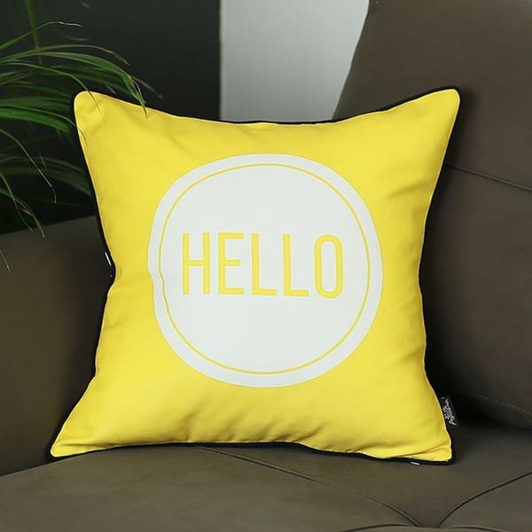 Shop Porch Den Breezy Yellow Hello Throw Pillow Cover Free